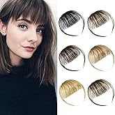 DILUSILK Bangs Hair Clip in Bangs Real Human Hair Pieces for Women Daily Wear Wispy Bangs Light Brown