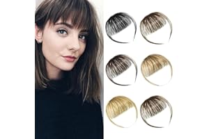 DILUSILK Bangs Hair Clip in Bangs Real Human Hair Pieces for Women Daily Wear Wispy Bangs Dark Brown