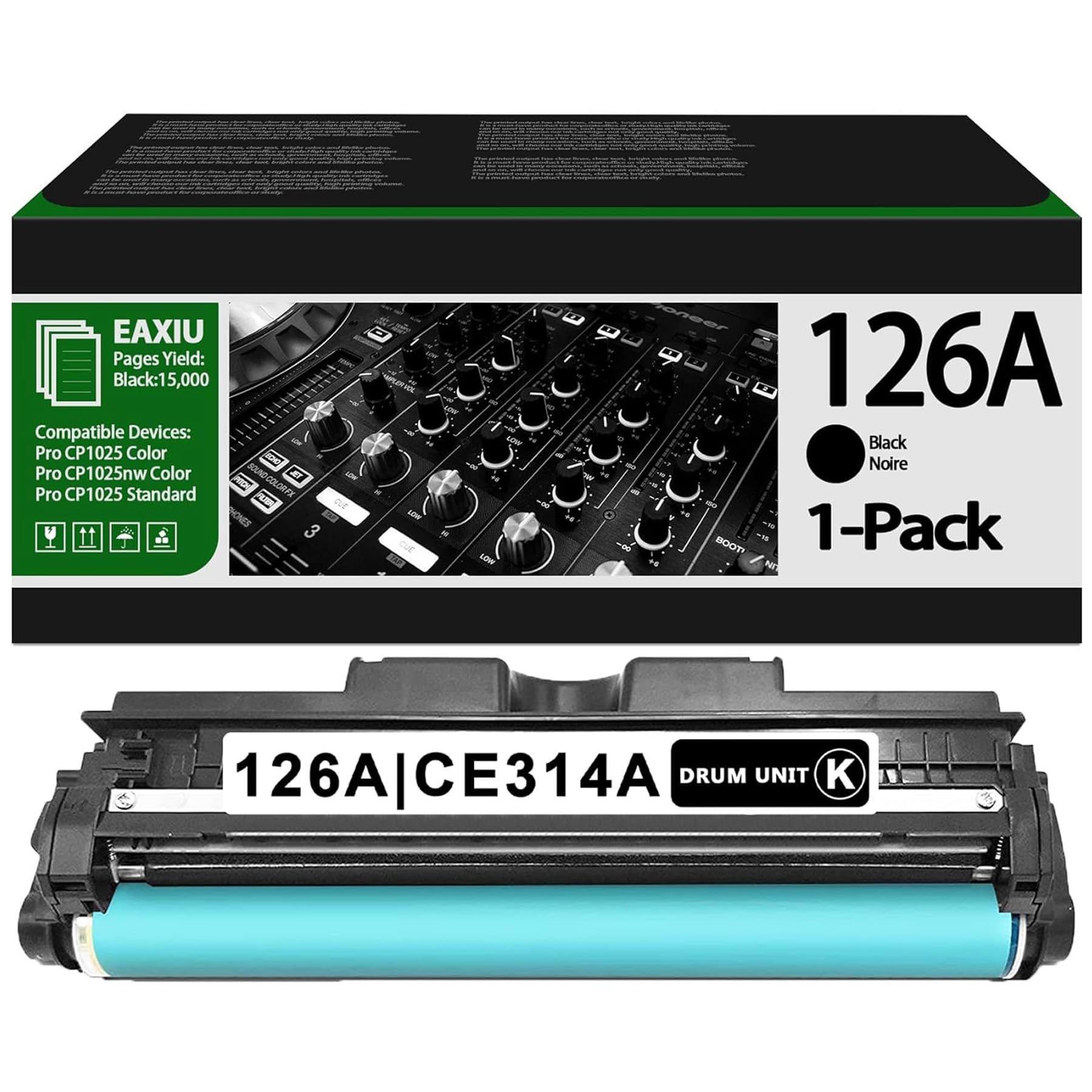 Photo 1 of 126A Black Imaging Drum CE314A (1Pack) Compatible 126A | CE314A Drum Unit Replacement for HP 126A for Color CP1025 CP1025nw CP1025 M175a M175nw M275 M177fw M176n Printer