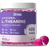 Elysx Liposomal L Theanine Gummies for Kids &amp; Adults, 60 Count | Chewable L-Theanine 400mg with GABA Supplement, Stress Relief, zzZ and Relaxation, Focus Support, Natural Blueberry Flavor