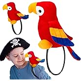 Funtery 2 Pcs Halloween Pirate Parrot on Shoulder Prop Halloween Stuffed Pirate Costume Accessories Party Favors Gifts Toys for Girls Boys