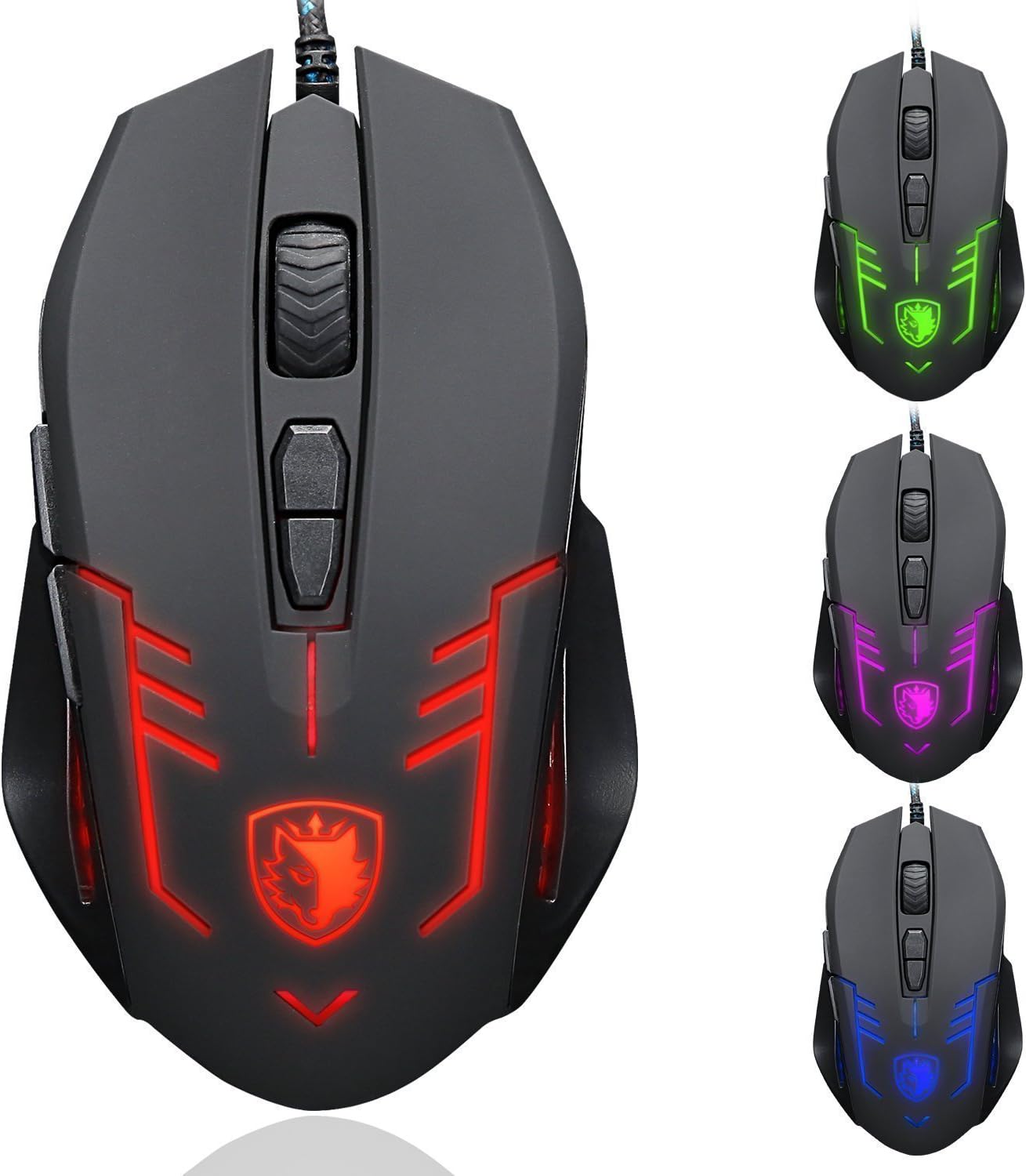 Sades S6 Cataclysm USB PC Gaming Mouse with LED Lights - Black