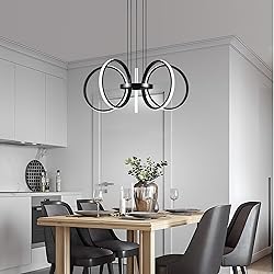 Mayful Modern LED Chandelier, Black Pendant Light