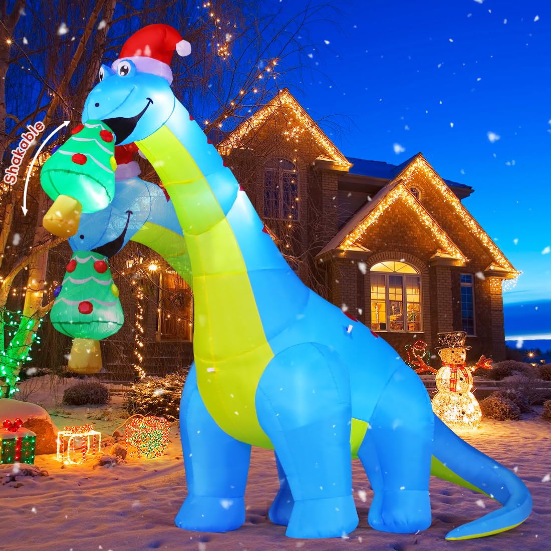 Photo 1 of COMIN 10FT Christmas Inflatables Outdoor Decorations, Blow Up Dinosaur Eat Christmas Tree Shake Dinosaur with Built-in LEDs for Christmas Indoor Outdoor Yard Lawn Garden Decorations