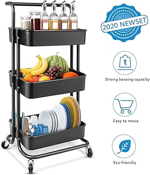 Amazon Com Homemaxs 3 Tier Rolling Utility Storage Cart With