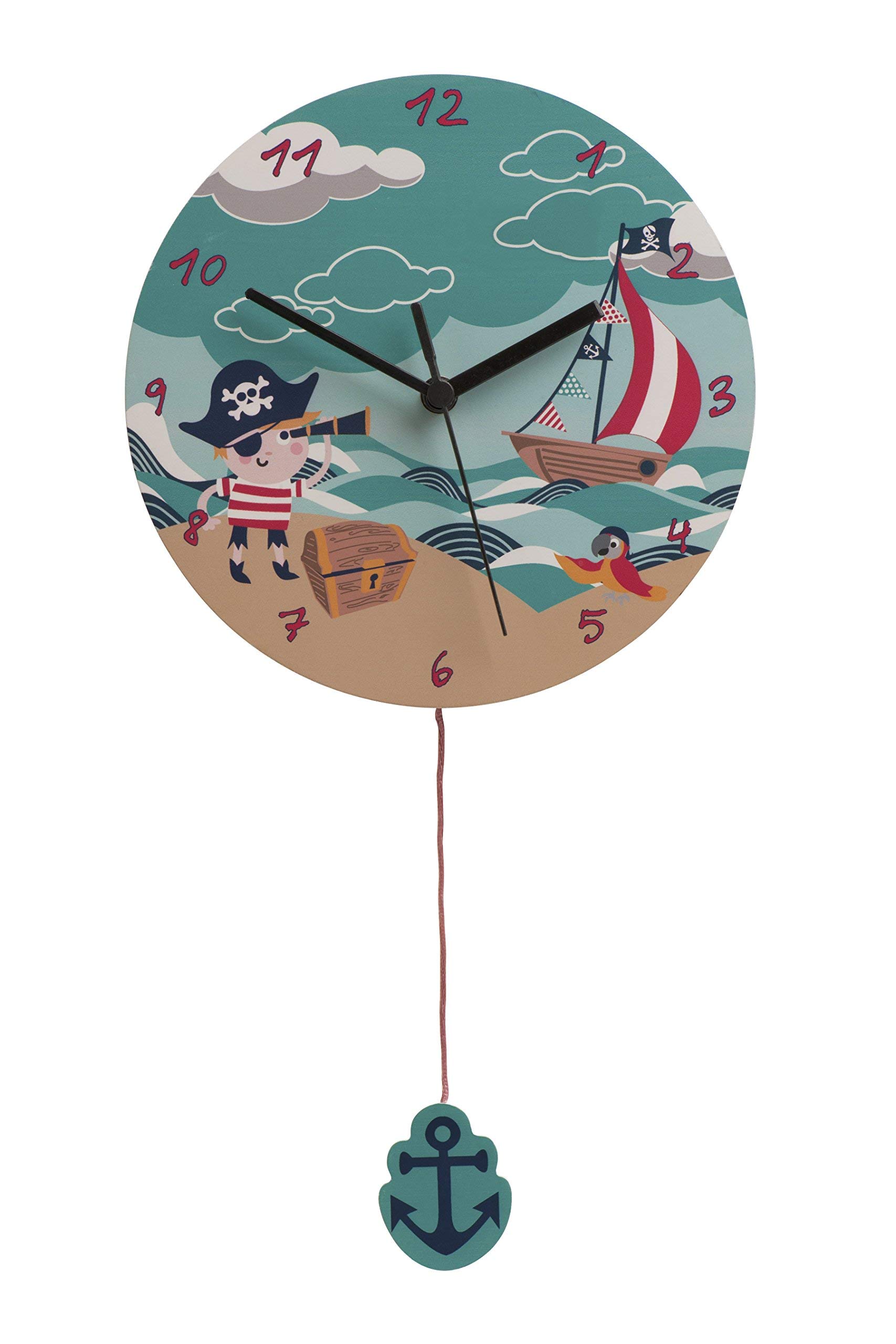 Premier Housewares Pirate Wall Clock, Wood, Multi-Colour — image 1