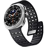 Spapoy Magnetic Band Compatible with Samsung Galaxy Watch 8 40mm 44mm / Watch 8 Classic 46mm Band, Strong Magnet Soft Breathable Silicone Sport Strap for Men Women