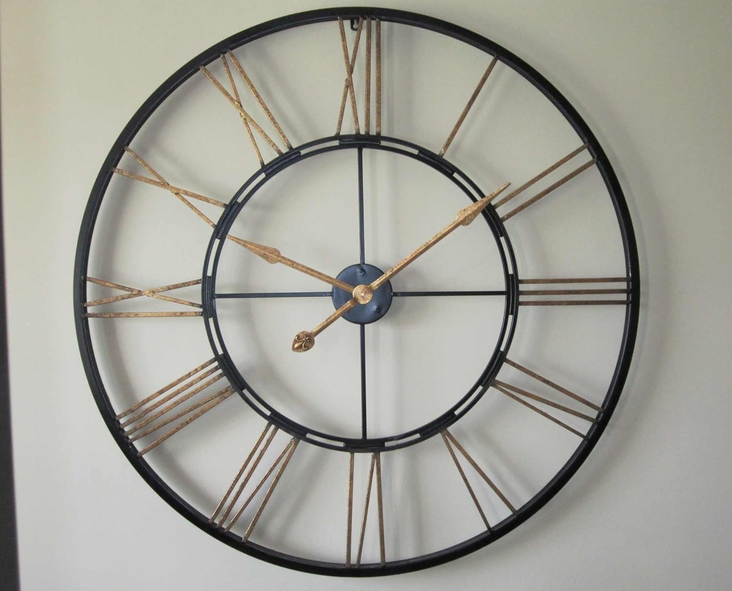 Extra Large Metal Skeleton Wall Clock With Gold Numerals Amazon.co.uk