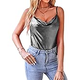 VIDUSSA Women's Shimmer Camisole Tops Cowl Neck Sleeveless Sparkle Blouses Summer Tank Shirt