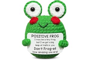 WEZADUK Positive Emotional Support Crochet Frog Gifts for Coworkers Best Friend, Inspirational Gift for Women Men, Mini Handmade Crochet Frog Plush with Encouraging Card