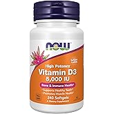 NOW Foods Supplements, Vitamin D-3 5,000 IU, High Potency, Structural Support*, 240 Softgels