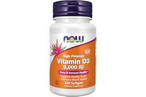 NOW Foods Supplements, Vitamin D-3 5,000 IU, High Potency, Structural Support*, 240 Softgels