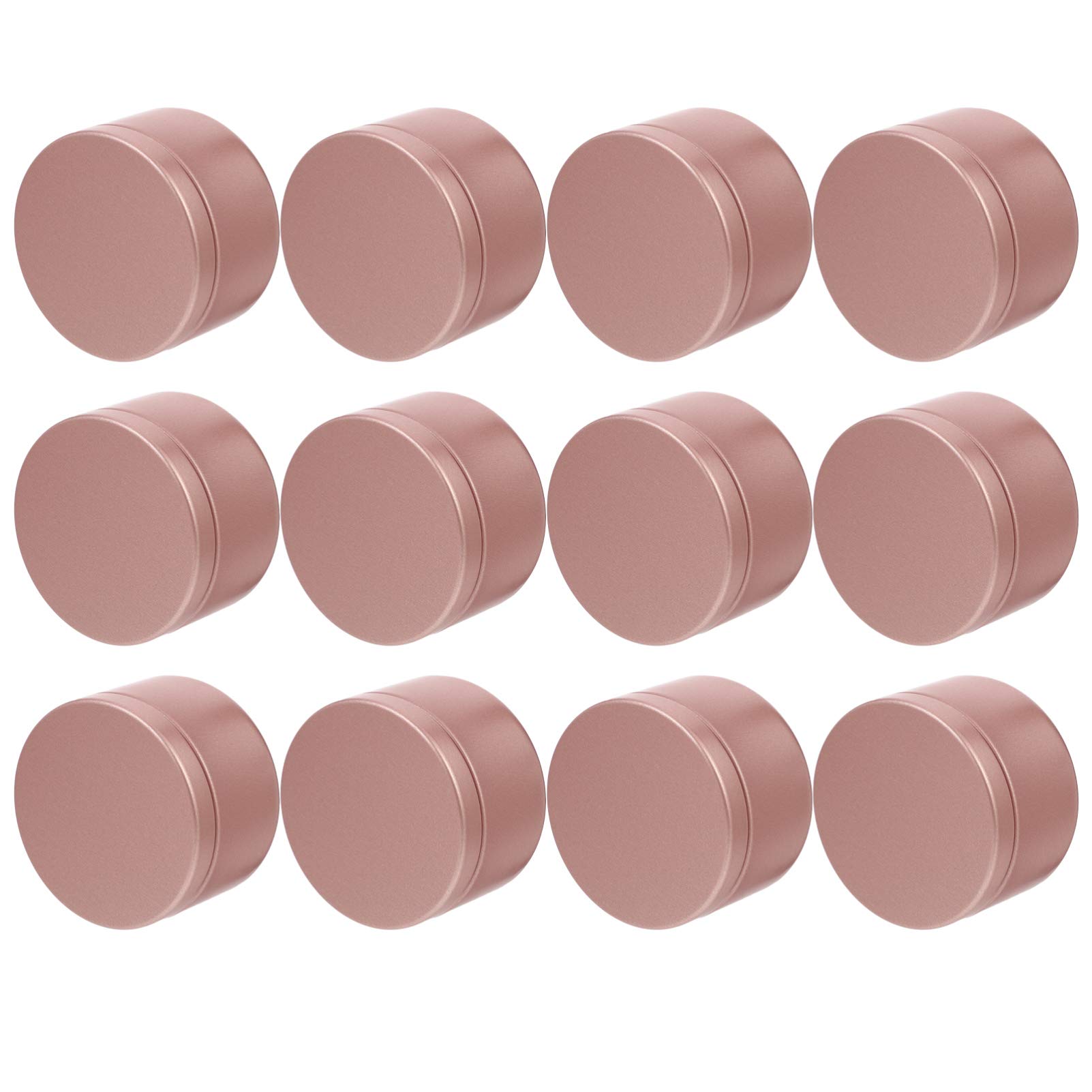 Healifty 12PCS Metal Candle Tins Empty Candle Jars Candle Making Tin Aluminum Tin Jar for Candle Making Cosmetic Empty Refillable Box (Pink)