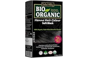 Indus Valley Organic Henna Hair Colour Kit for Women- Chemical-Free, 100% Grey Coverage, Natural Soft Black Henna Powder - Vegan, Herbal Hair Dye, Infused with Plant Based Ingredients