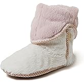 Dearfoams womens Fuzzy Memory Foam Beth Bedroom Bootie Slipper Sock With Grippers