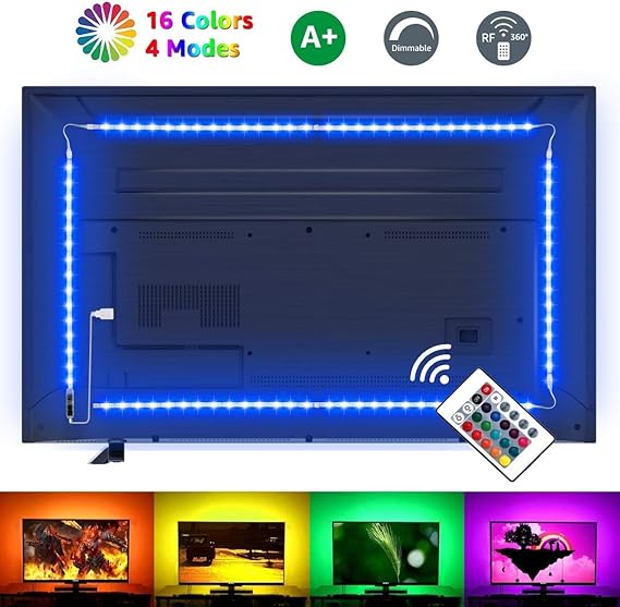 Striscia LED RGB 2M A Batteria/USB - 16 Colori Con Telecomando | Per TV, Salotto, Feste E Ambiente - Foto 4
