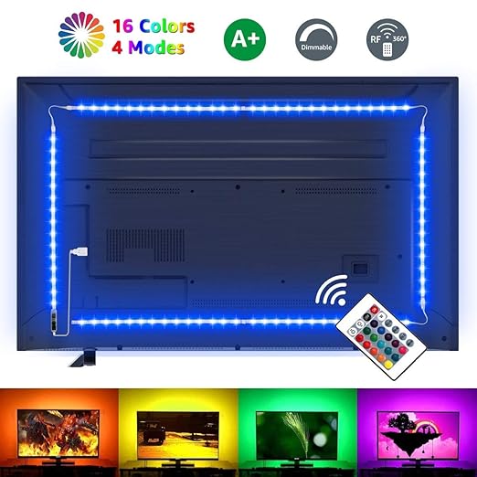 Le Striscia Led Rgb 2m 5050 Smd Striscia Luminosa Usb Alimentata Retroilluminazione Tv Con Telecomando Wireless Rf 16 Colori Dimmerabile Per Monitor