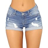 Govc Women Casual Summer Mid Waist Stretchy Denim Jean Shorts Junior Short Jeans