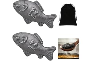 2 Pack Iron Fish with Bag, Natural Mineral Source - Add Safe Iron to Food & Water, Supplement Alternative, Ideal for Cooking,