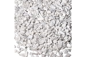 LAIDANLA 1lb Howlite Crystal Aquarium Gravel Polished Tumbled Stones Irregular Shaped Crystal Chips Bulk Natural Gemstone Rocks Vase Filler Fish Tank Gravel Home Decoration (450 Gram)