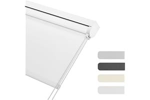 HOTSOON Light Filtering Roller Shades for Windows, Color-Matched Roller Blinds, UV Protection, Thermal Insulation Fabric Room Darkening Shades for Home, Office, White, 74" W x 36" H