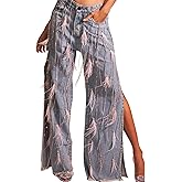 Quzzion Women's Rhinestone Tassels Jeans High Waist Sright Leg Baggy Y2K Sparkly Side Slit Fringe Feather Denim Pants