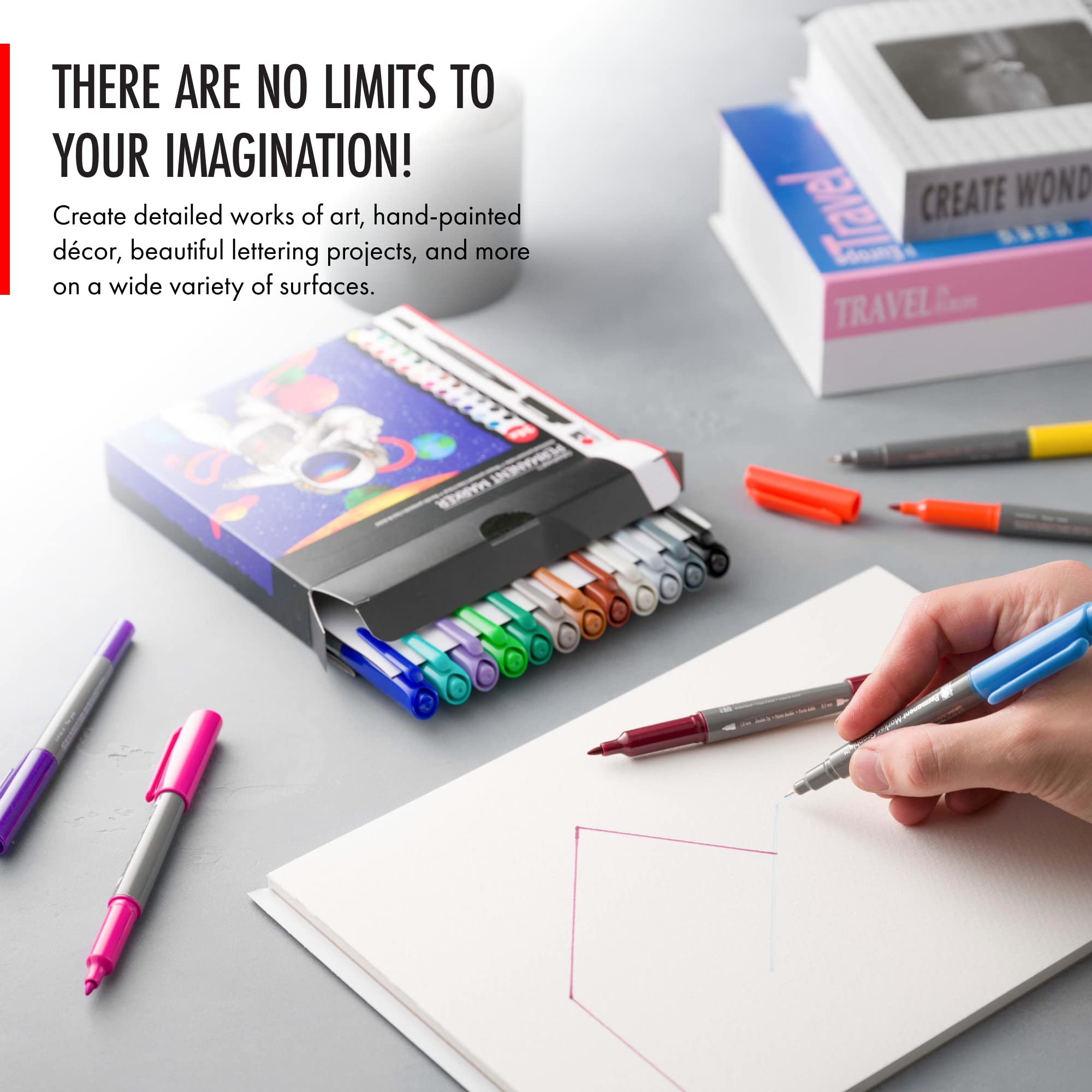 Permanent Markers - 24 Fine & Ultra Fine Point Permanent Markers for Artists and Everyday Use - Dual Tip