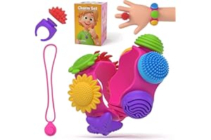 Sensory Fidget Toys 22 Pcs: Wearable Necklace, Bracelet & Fidget Rings with 15 Charms for Pain Stimming Relief - Silicone Fid