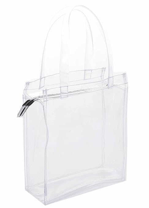Amazon Co Jp ビニール トート バッグ Mサイズ ファスナー付き 幅23