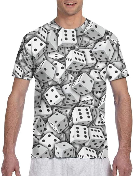 Men's Tee Casino Gambling Dice Design Crewneck TShirt Summer Top