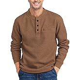 ZITY Long Sleeve Henley Shirts for Men Casual Waffle Thermal Fashion Pullover 3-Button T-Shirt with Pocket