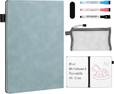 AGM A5 Mini Whiteboard with 3 Markers Navy Blue PU Cover Portable