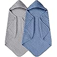 Yoofoss Hooded Baby Towels for Newborn 2 Pack 100% Muslin Cotton Baby Bath Towel with Hood for Babies, Infant, Toddler and Kids, Large 32x32Inch, Soft and Absorbent Newborn Essential