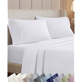 California Design Den Luxury 1000 Thread Count King Size Sheets Set | Backed by Good Housekeeping Seal - 100% Cotton Sateen - Soft, Thick &amp; Heavy, 16" Deep Pocket, Durable - Bright White