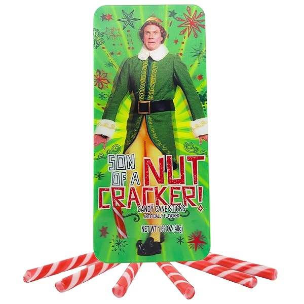 GALERIE ELF CHRISTMAS CANDY CANE STICKS TIN, SON OF A NUTCRACKER, 2024 STOCKING STUFFER GIFT, 1.69 OUNCES