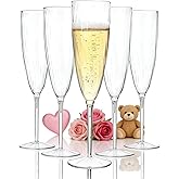 WDF 36PCS Clear Champagne Flutes Plastic - 6 OZ Clear Disposable Champagne Flutes Party Supplies for Wedding/Birthday/Parties