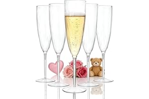 WDF 36PCS Clear Champagne Flutes Plastic - 6 OZ Clear Disposable Champagne Flutes New Year Party Supplies for Wedding/Birthday/Parties/New Year's