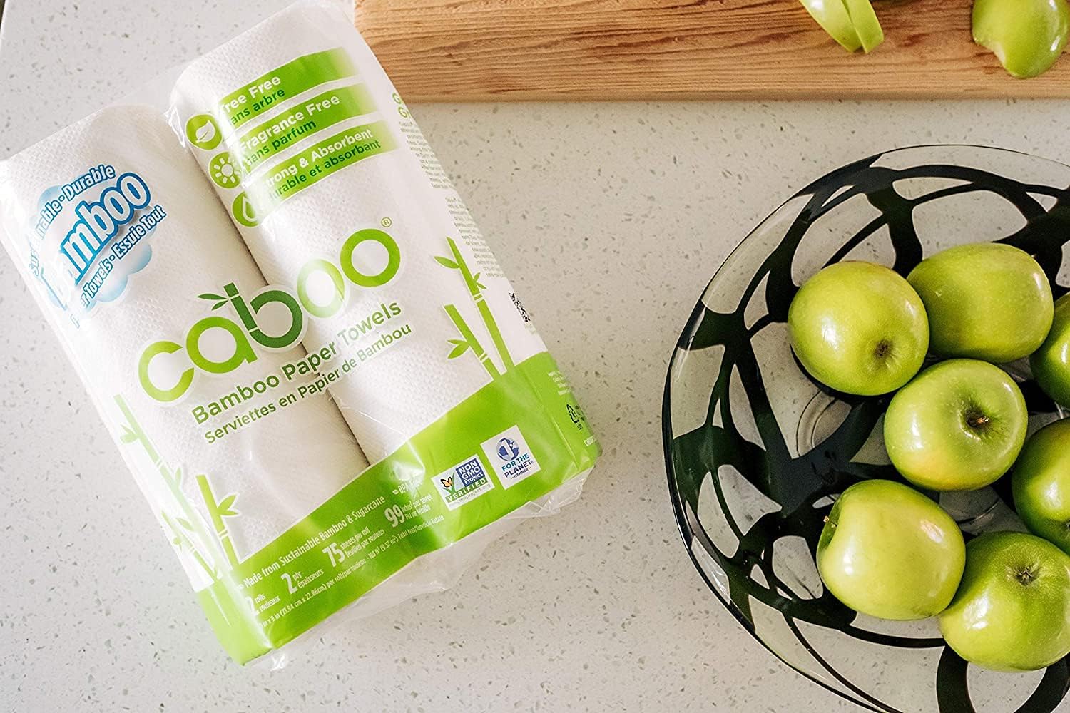 Caboo Tree Free Bamboo Paper Towels, 6 Rolls, Earth Friendly Sustainable Kitchen Paper Towels with Strong 2 Ply Sheets: Health & Personal Care