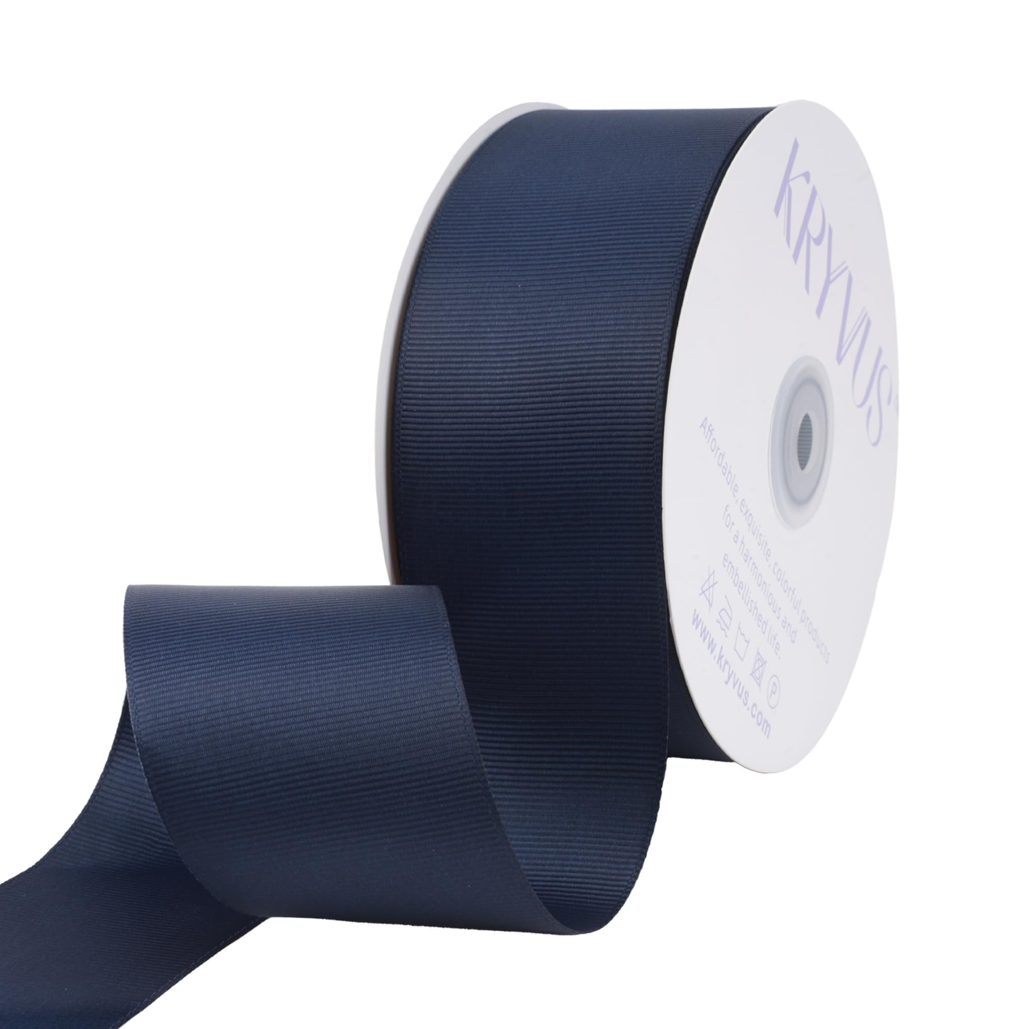 Kryvus Navy Blue Grosgrain Ribbon, 50mm x 45 Metres, Perfect for Gift Wrapping, Crafts, Wedding Decor, DIY Hair Accessories and More