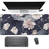 PBLJMJ Watercolor Peony Desk Pad Mouse Pad,Floral Extended Large Gaming Mouse Mat with Stitched Edges,Non-Slip Waterproof Rubber Base Mousepad for Office Work Home Desk Mat(27.5X11.8 in)