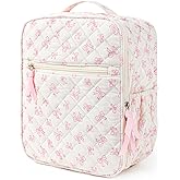 Aileam Lunch Box Lunch Bag for Women Cute Girls Insulated Womens Lunch Bag For Work Quilted Large Capacity Reusable Insulated Cooler for Work School Picnic Travel, Pink Bow