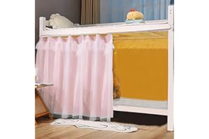 Mocarly Dorm Single Twin Bunk Bed Tents Drapes Dustproof Blackout Underbed Cloth Bed Privacy Curtains(Pink-1panel, 47.2 x 78.7 in)