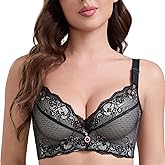 Reairtal Push Up Bras for Women Padded Plus Size Bra Underwire Sexy Lace Bra