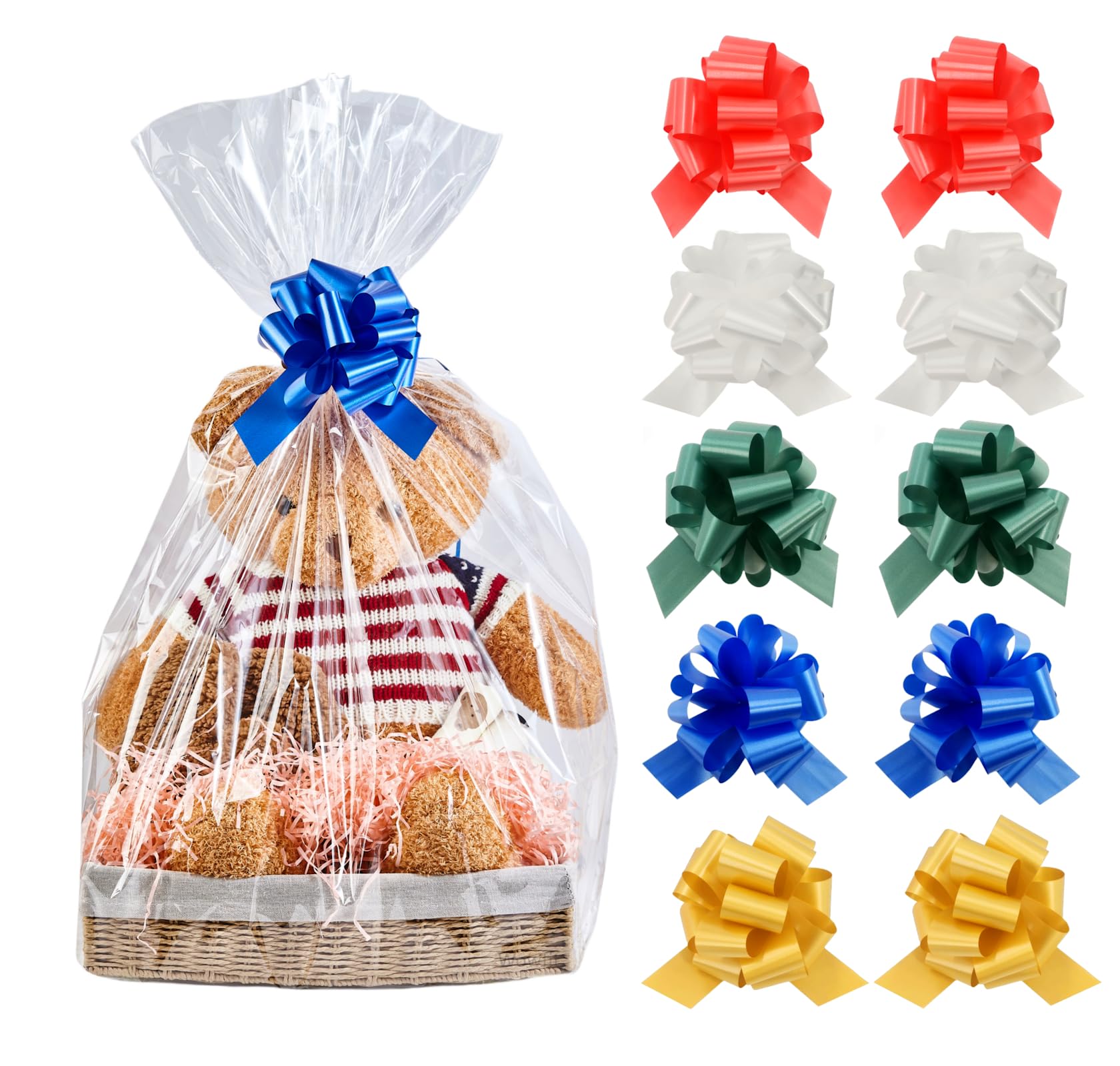 Photo 1 of **NO BOWS**Wowfit 10-Pack Extra-Large Clear Cello Bags 30x40 Inch with Bows - Jumbo Wrap for Large Gift Baskets, Raffle Prizes & Fundraisers