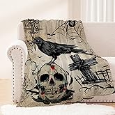 Neatee Living Halloween Throw Blanket Small Vintage Skull Blanket Halloween Kid Child Blanket Lightweight Fuzzy Soft Cozy Fleece Blankets and Throws Couch Bed Outdoor Decorative Blanket 40x50