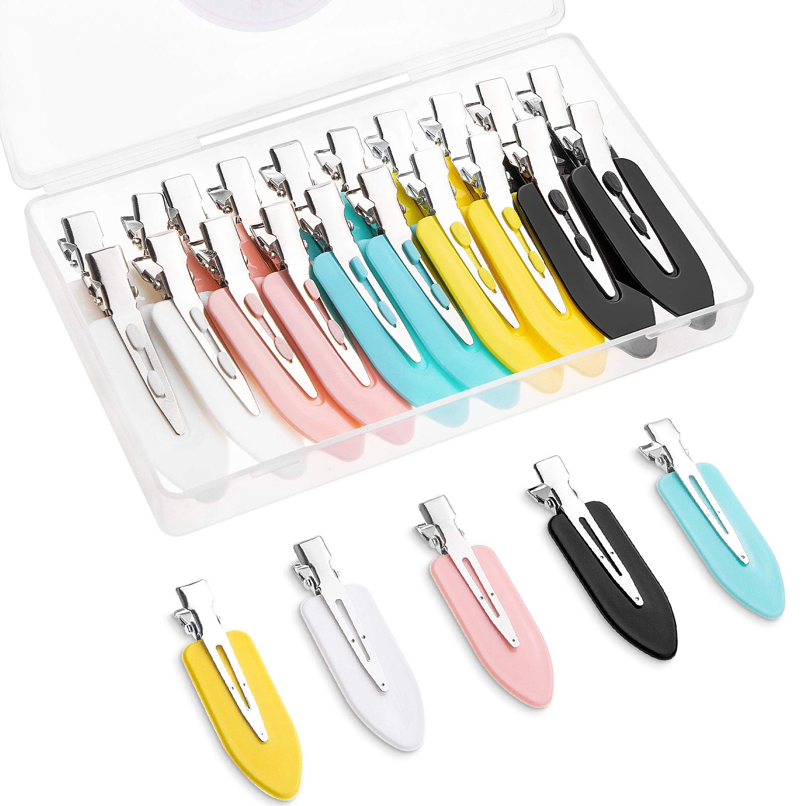 20pcs No Bend Hair Clips, No Crease Curl Pin Clips Creaseless Hair Clips with Storage Box for Girls Women Make Up Hair Styling (Pink, White, Black, Yellow, Green) โ image 1