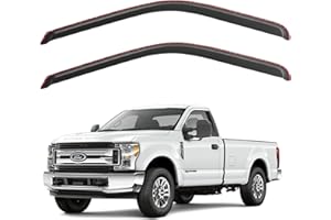 YQAUTEC in-Channel Window Visors Rain Guards for 1999-2016 Ford F250 F350 F450 F550 Super Duty, Window Wind Deflectors Vent Shades for 2000-2016 F650 F750 Standard Cab (for 2 Front Doors Only)