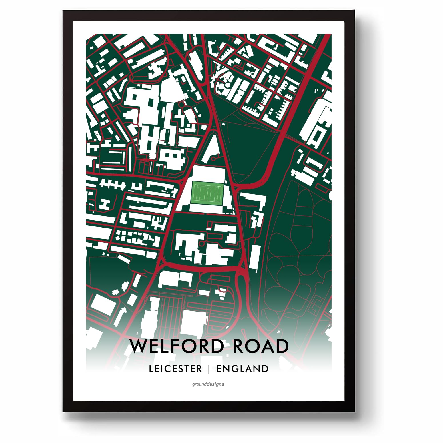 GroundDesigns LEICESTER TIGERS Rugby Union Gift WELFORD ROAD Stadium Art Unframed A3 Print