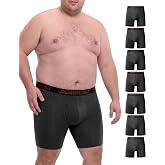 BAMUNDER Men's Bamboo Viscose Big &amp; Tall Underwear Boxer Briefs 7 Pack L-5XL Plus Size Fit Breathable Comfort