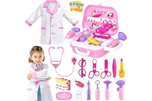 GIFTINBOX Doctor Costume for Kids - Dr Medical Pretend Play Toys Set for Girls - Doctors Kit for Toddlers 3-5 - Nurse Sets for Girl 22Pcs - Doctors Playset for Toddler Ages 3 4 5 6 Year Old